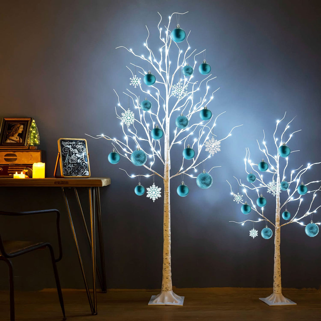 6ft 96LED Lighted Artificial Birch Tree with 9 Modes Timer Z676