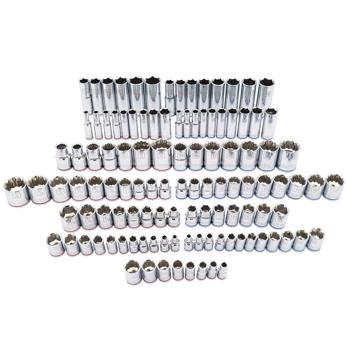 303-Piece Mechanics Tool Set and Socket Set, 1/4", 3/8", 1/2" Drive, SAE/Metric J190