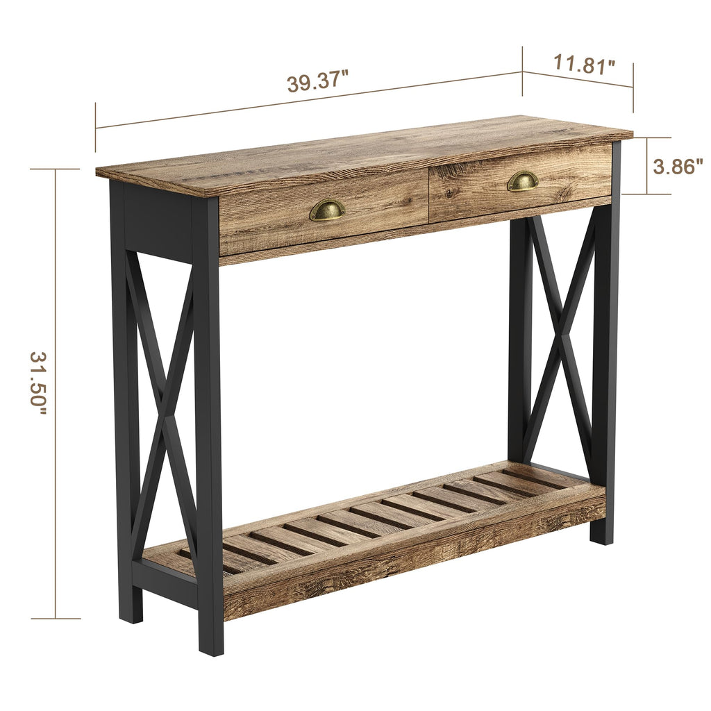 Farmhouse Console Table with Drawer Q533