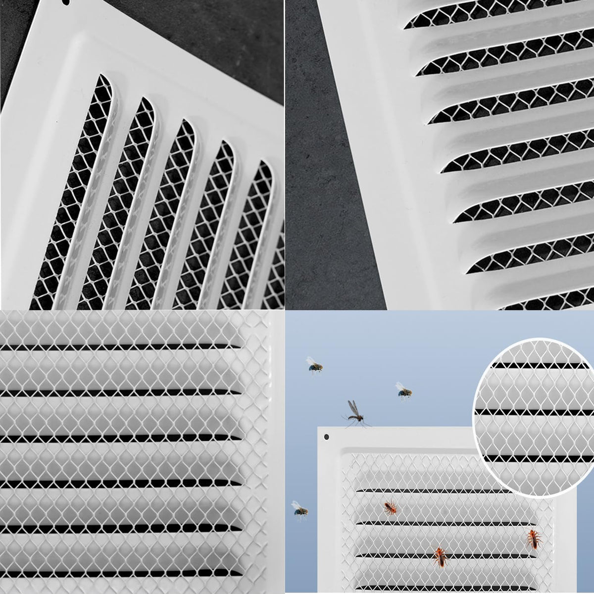 2pcs White 6" x 6" Aluminum Square Vent with Insect Screen P495
