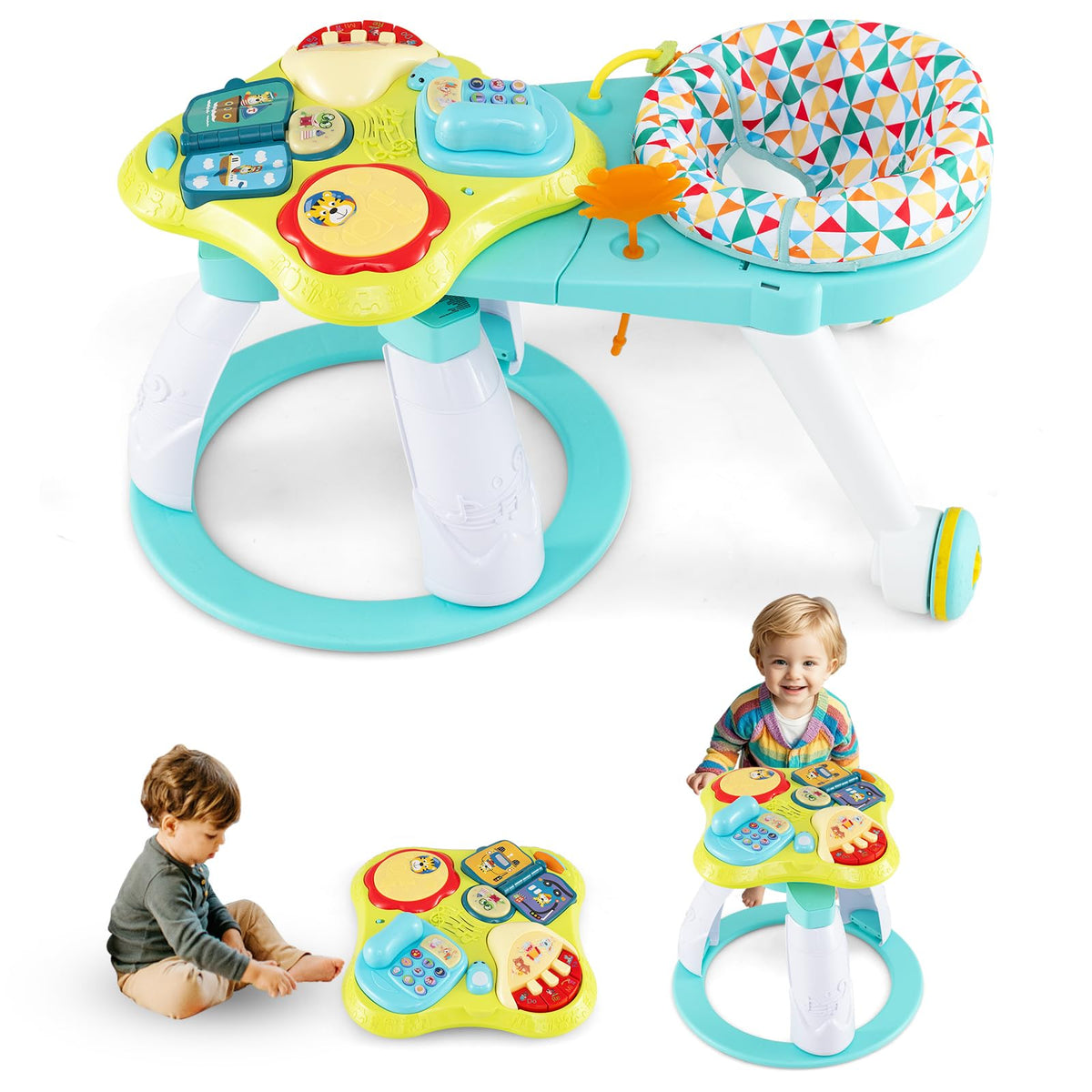 3 in 1 Baby Activity Center Walker with Play Table Green O835
