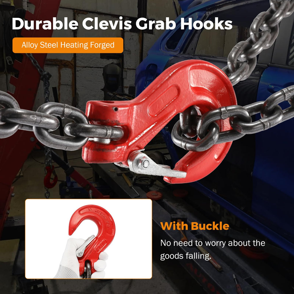 3/8 Inch 10Ft Tow Chain with Double Slip Hooks V28288