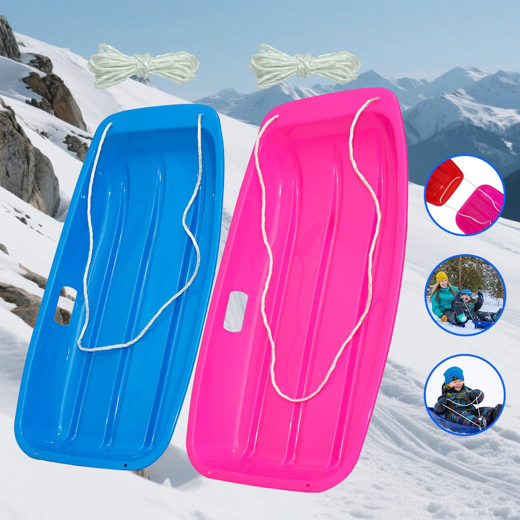 35 Inch 2-Person Plastic Snow Sled with Pull Rope A170413