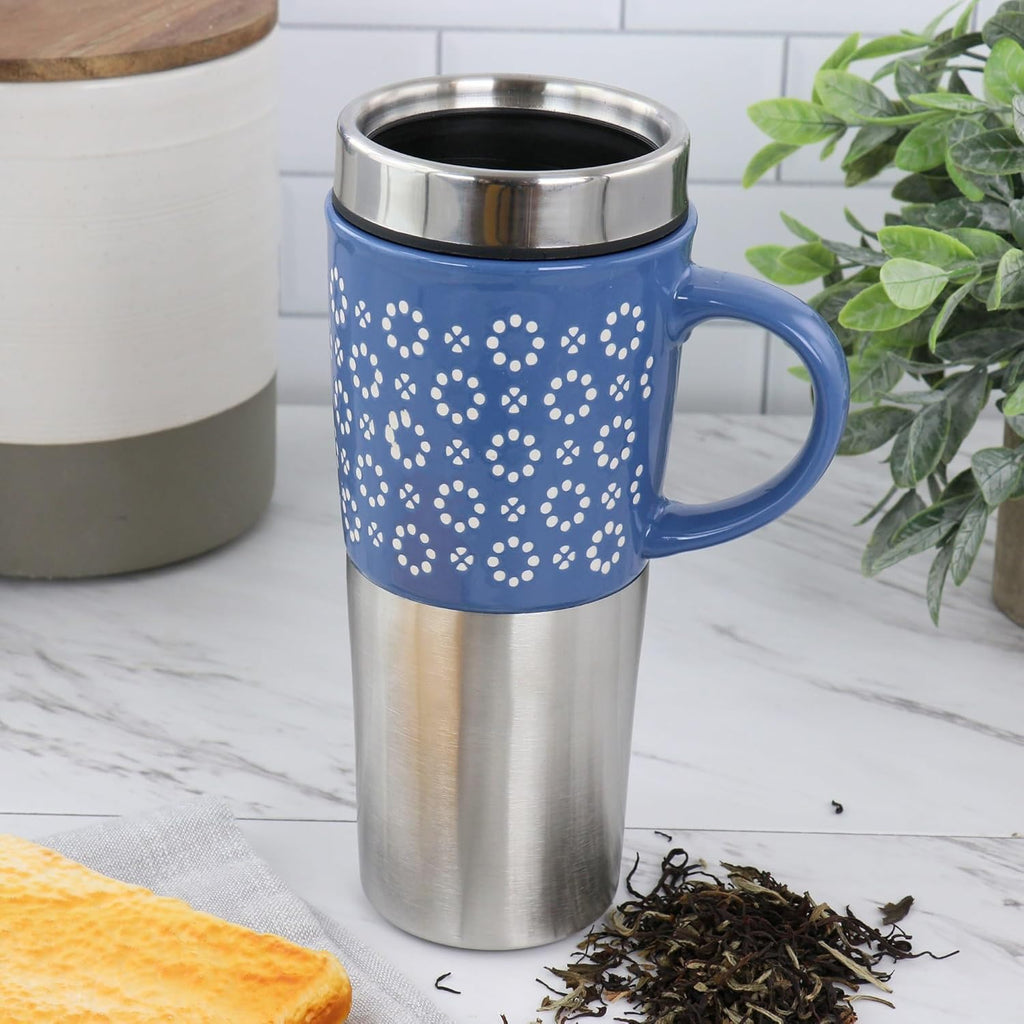 16oz Insulated Stoneware and Stainless Steel Travel Mug F80996
