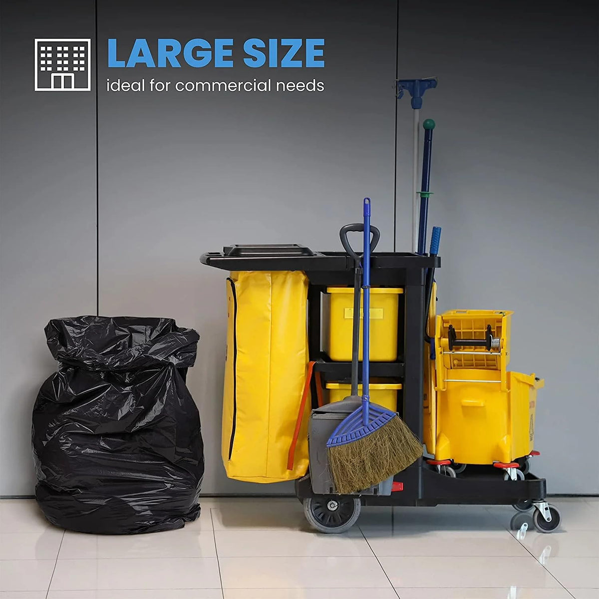 55 Gallon Heavy Duty Trash Bags, 50 Ct, Black, 1.2 Mil V749335