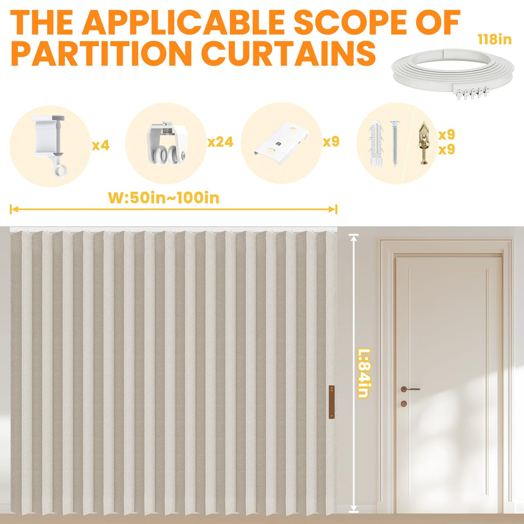 Blackout Room Divider Curtains Cream White W100 x L84 1 Pack O96845
