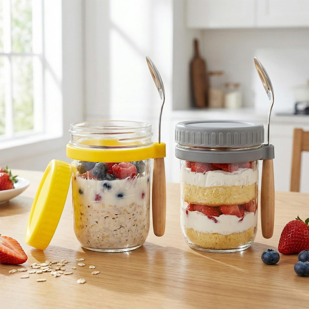 16oz 6-Pack Wide Mouth Glass Mason Jars with Airtight Lids E453