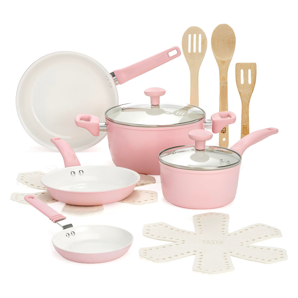12 Piece Pink Nonstick Ceramic Cookware Set D6787