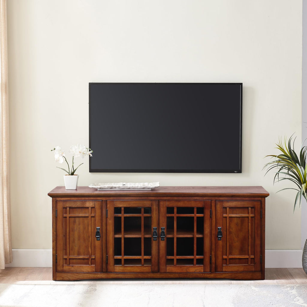 Solid Wood Mission Oak Four Door TV Stand C901336