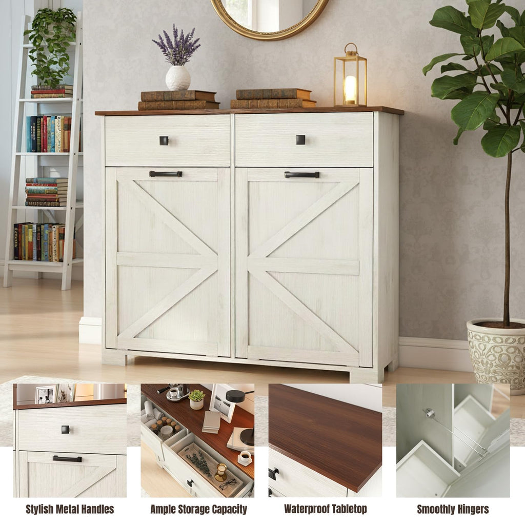 White Tilt Out Trash Can Cabinet K51818