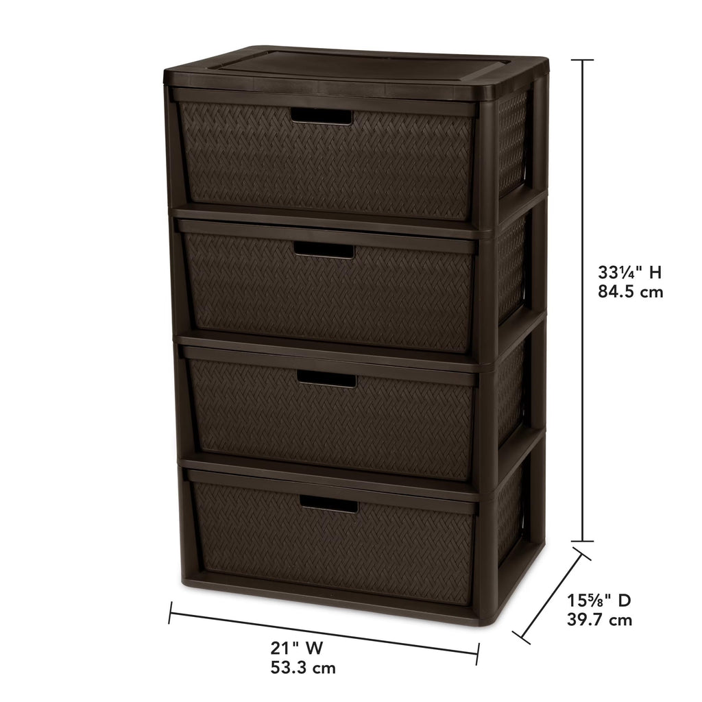 Brown 4 Drawer Plastic Storage Organizer H159