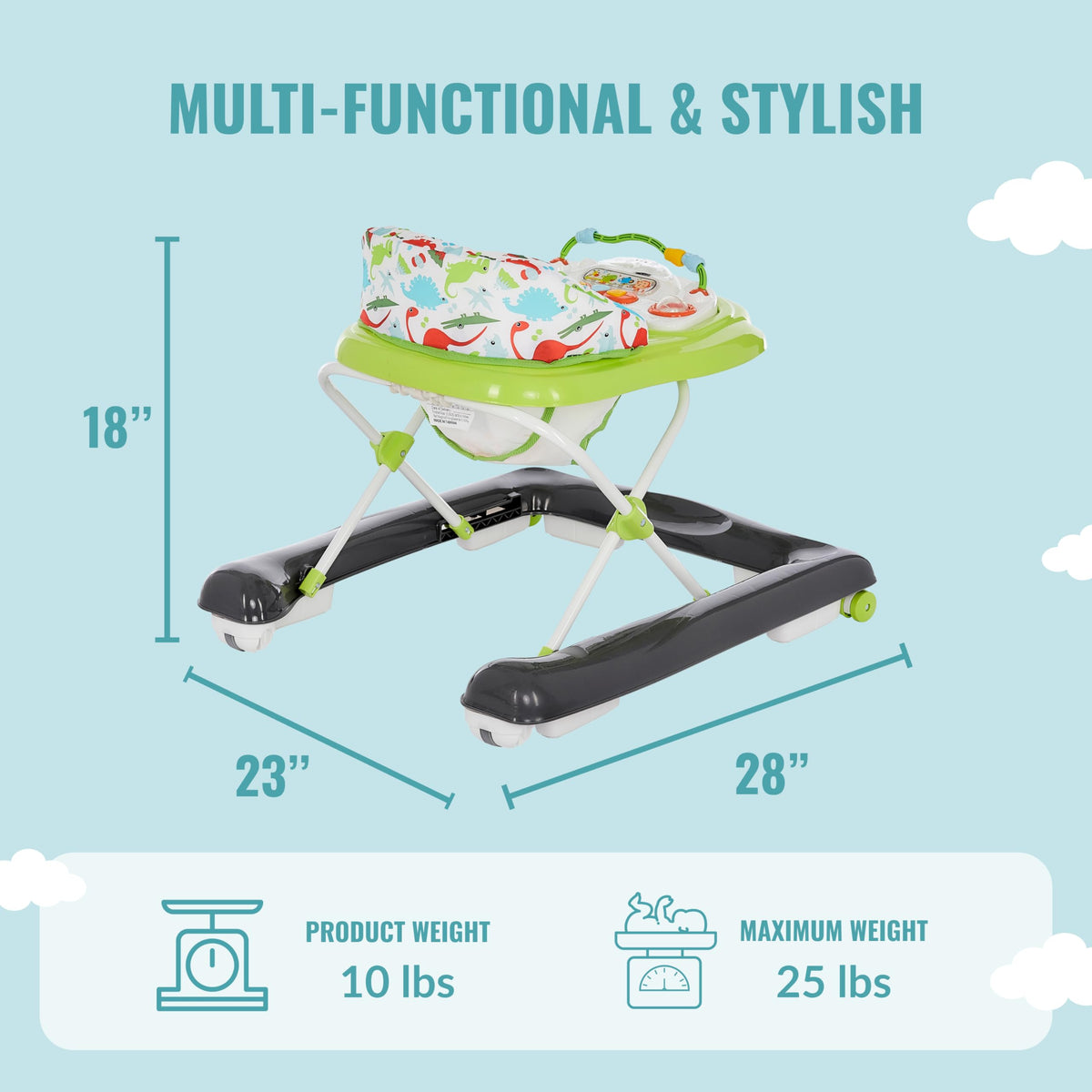 2-in-1 Convertible Baby Walker with Adjustable Seat X136004