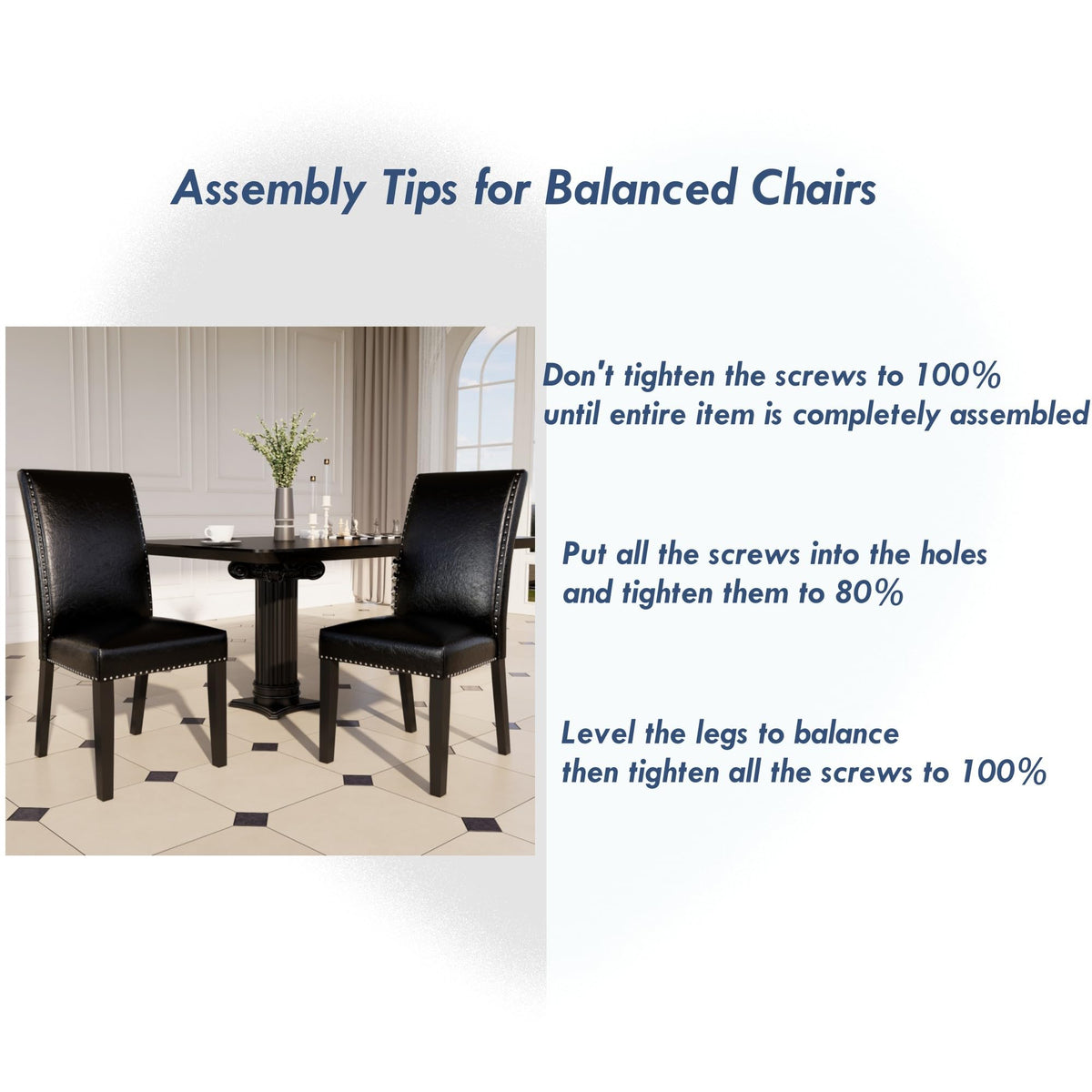 Black Faux Leather Dining Chairs Set of 4 with Wood Legs B62537