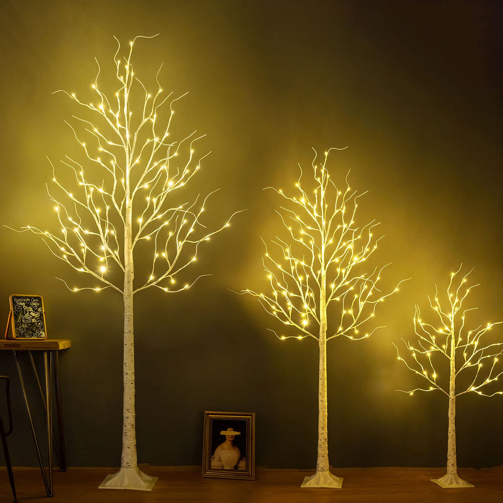 6ft 96LED Lighted Artificial Birch Tree with 9 Modes Timer Z676