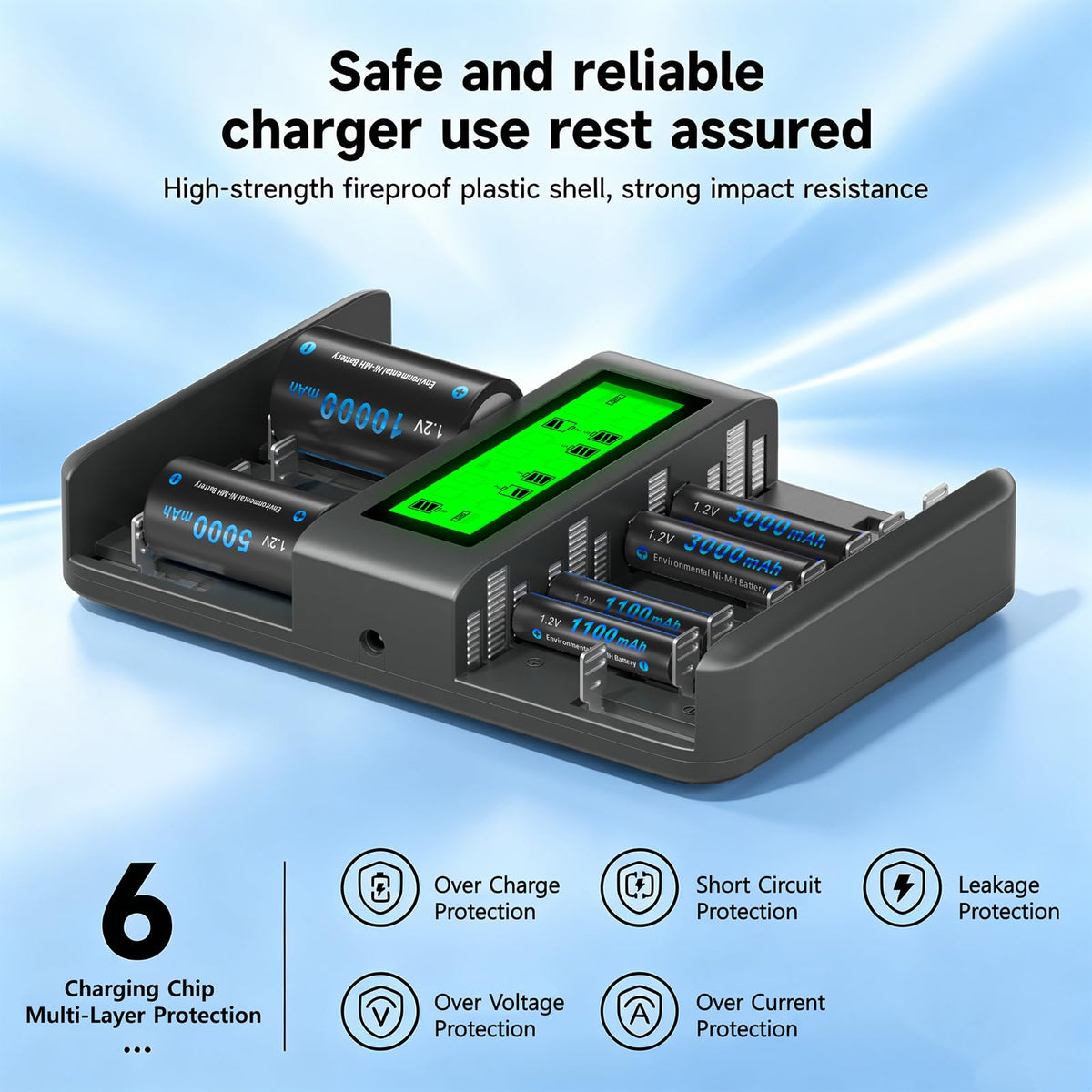 16 Bay AA AAA C D NiMH Battery Charger with LCD Display P304