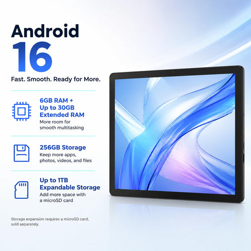 10.1 Inch Android 16 Tablet with 36GB RAM 256GB ROM S5015