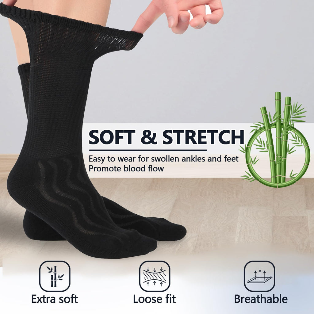 Bamboo Viscose Non-Binding Moisture Wicking Crew Socks With Seamless Toe G114
