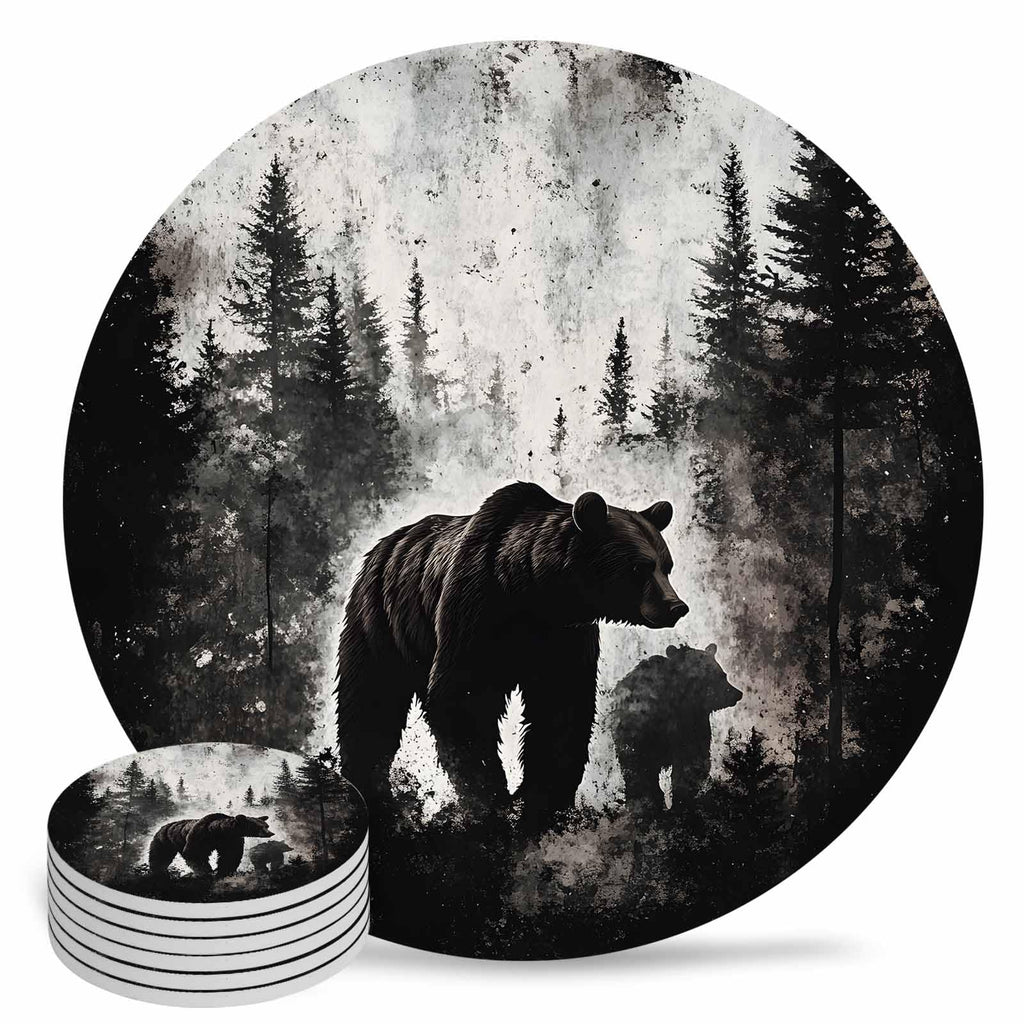 Black Bear Ceramic Coasters Set of 6 Y227