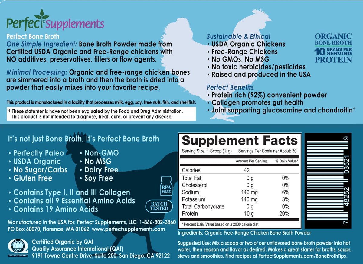 Organic Chicken Bone Broth Powder 330g 30 Servings R187