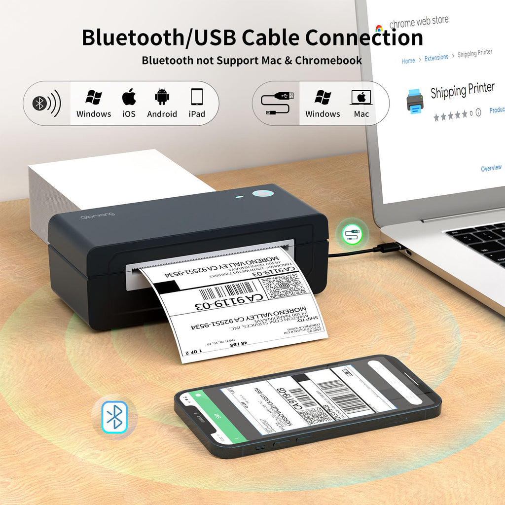 Bluetooth Thermal Shipping Label Printer, 4X6 Inkless Wireless Label Printer N953296