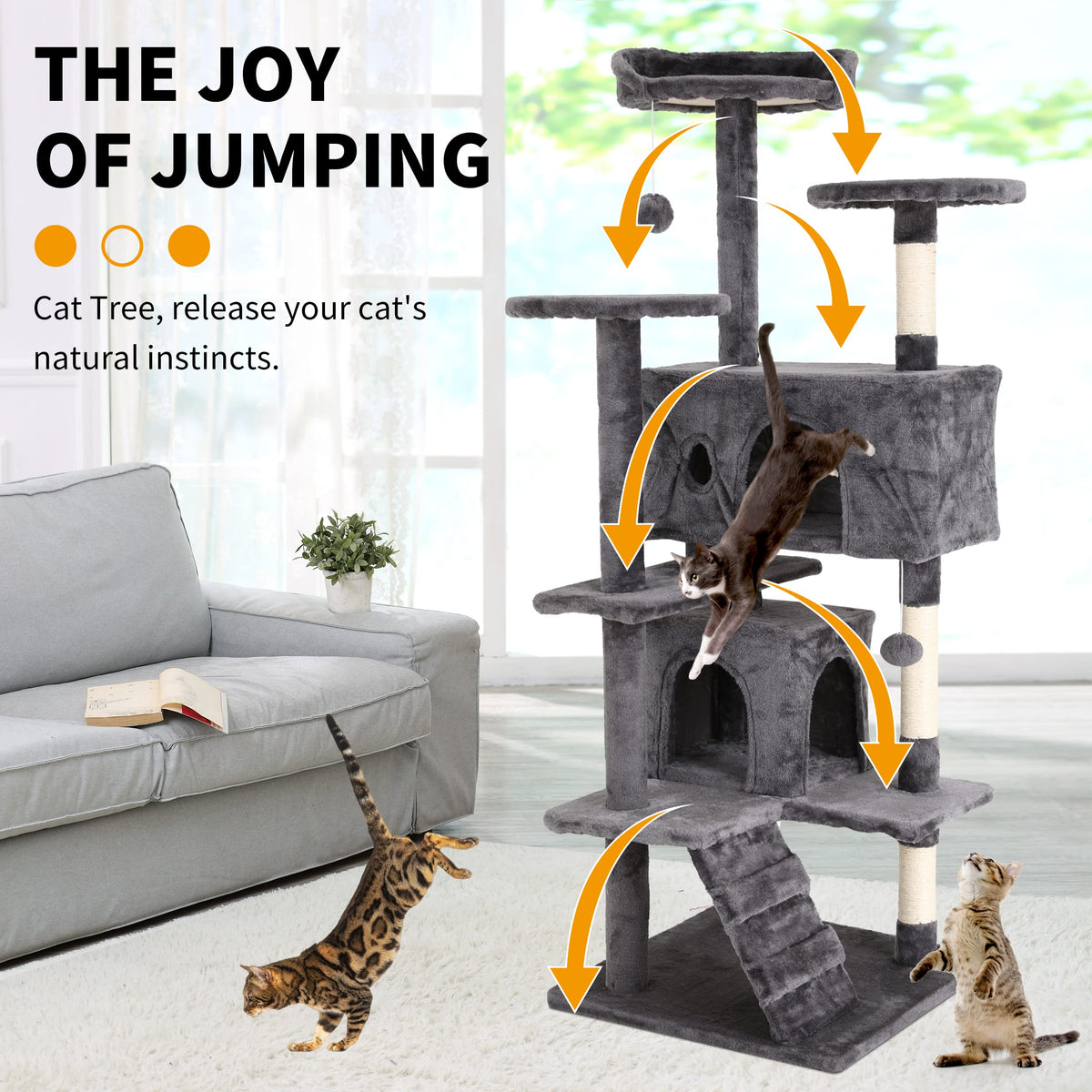 70 Inches Navy Blue Cat Tree U946693