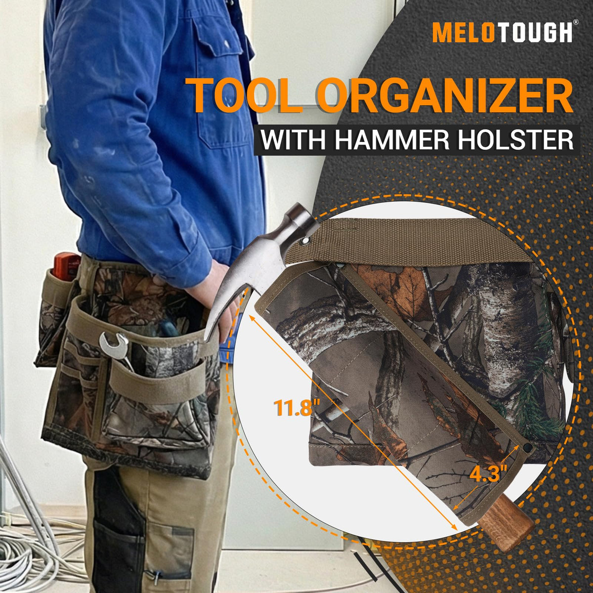 Camo Heavy Duty Adjustable Tool Belt with Pouches G6158