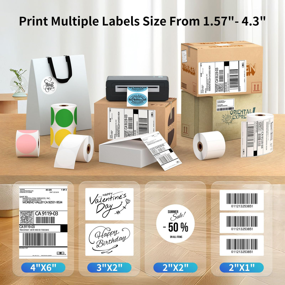 Bluetooth Thermal Shipping Label Printer, 4X6 Inkless Wireless Label Printer N953296