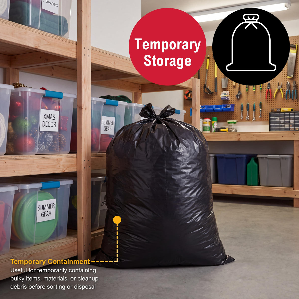 42 Gallon 3 Mil Black Trash Bags 20 Count P7051