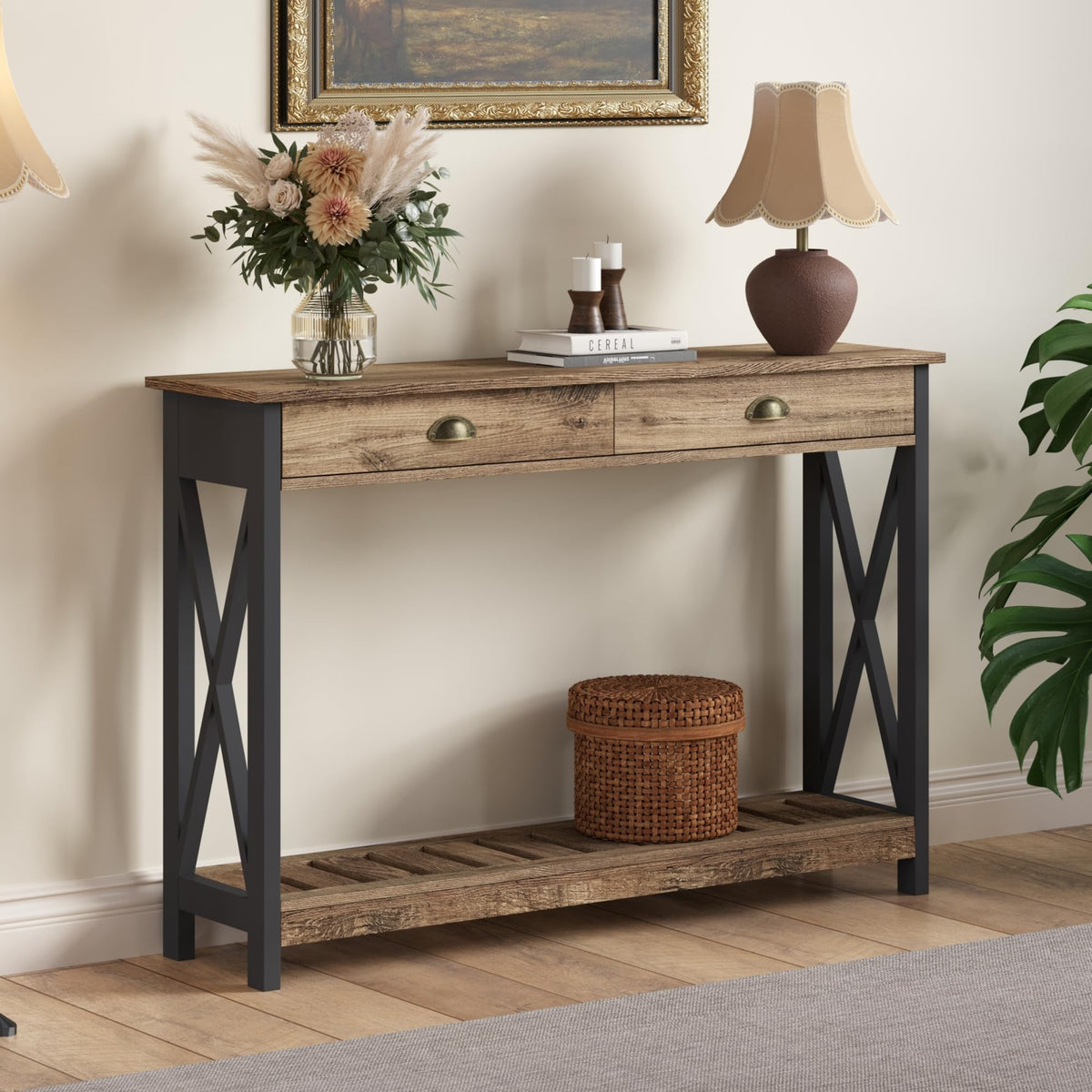 Farmhouse Console Table with Drawer Q533