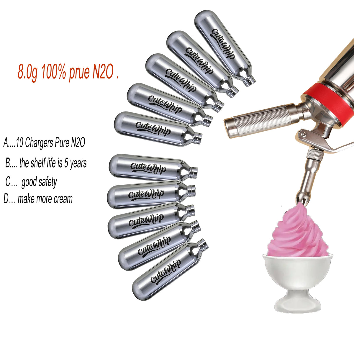 8g Whipped Cream Chargers 10-Pack J82944
