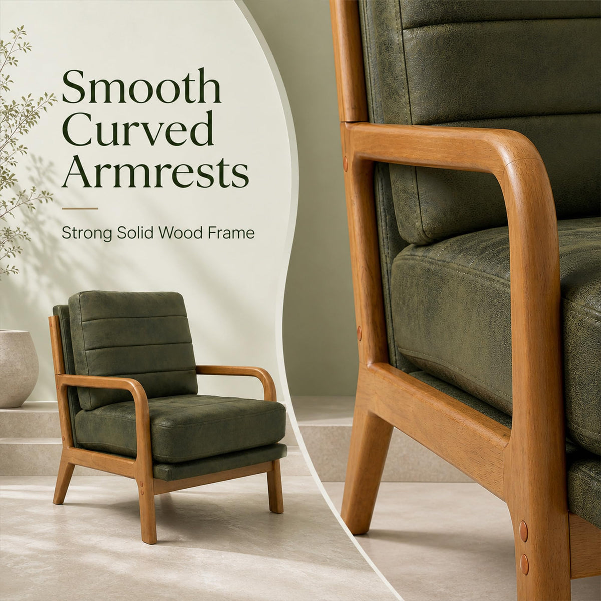 Mid-Century Modern Accent Chair Set of 2 Green H848