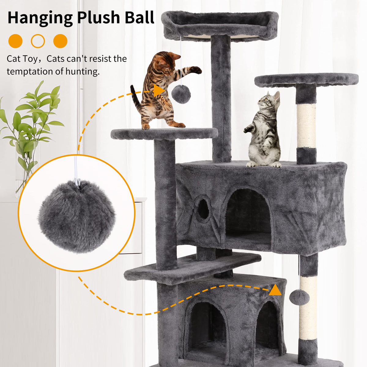 70 Inches Navy Blue Cat Tree U946693