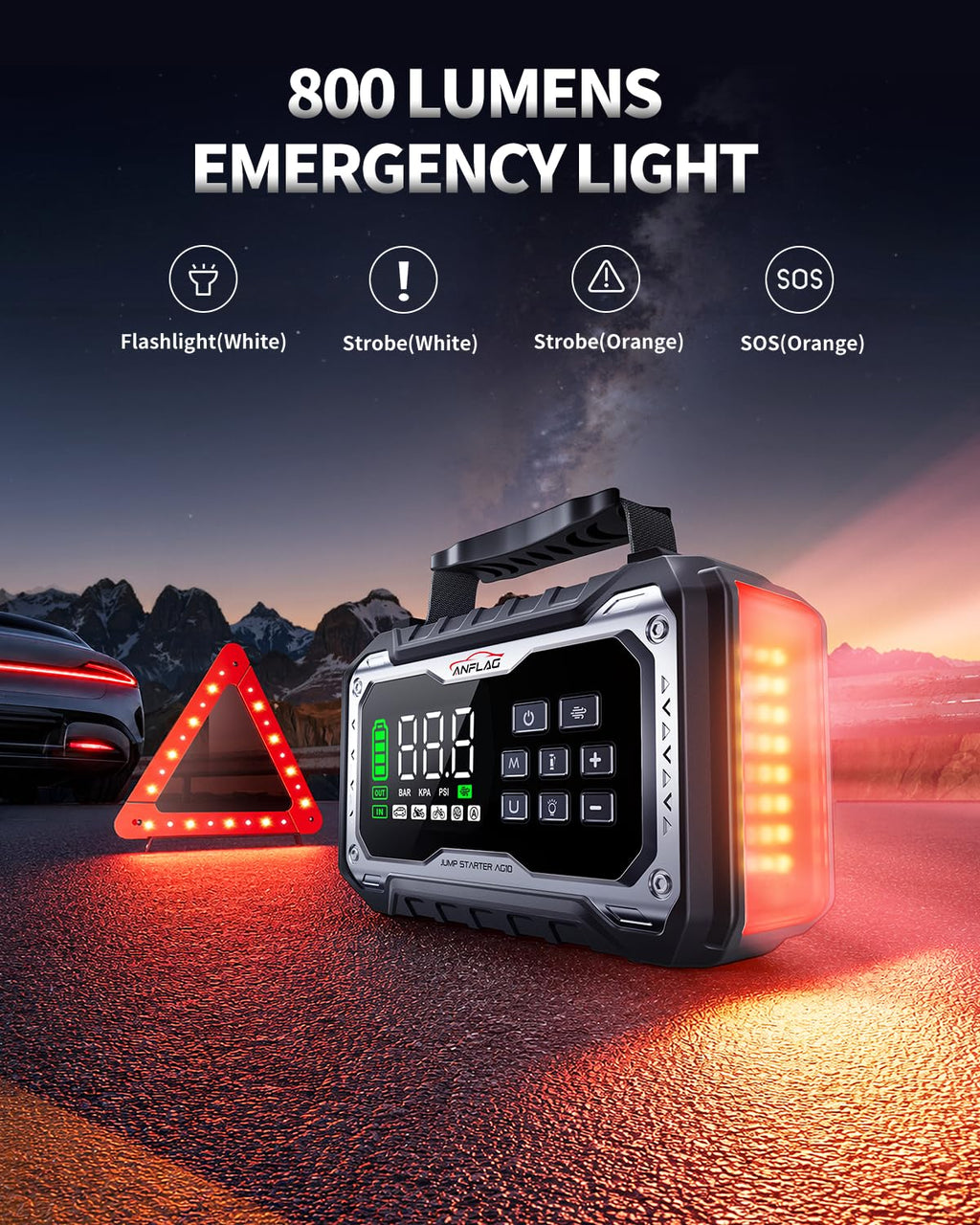 Car Battery Jump Starter with Air Compressor 8000A Portable Booster Pack 160PSI Tire Inflator M96859