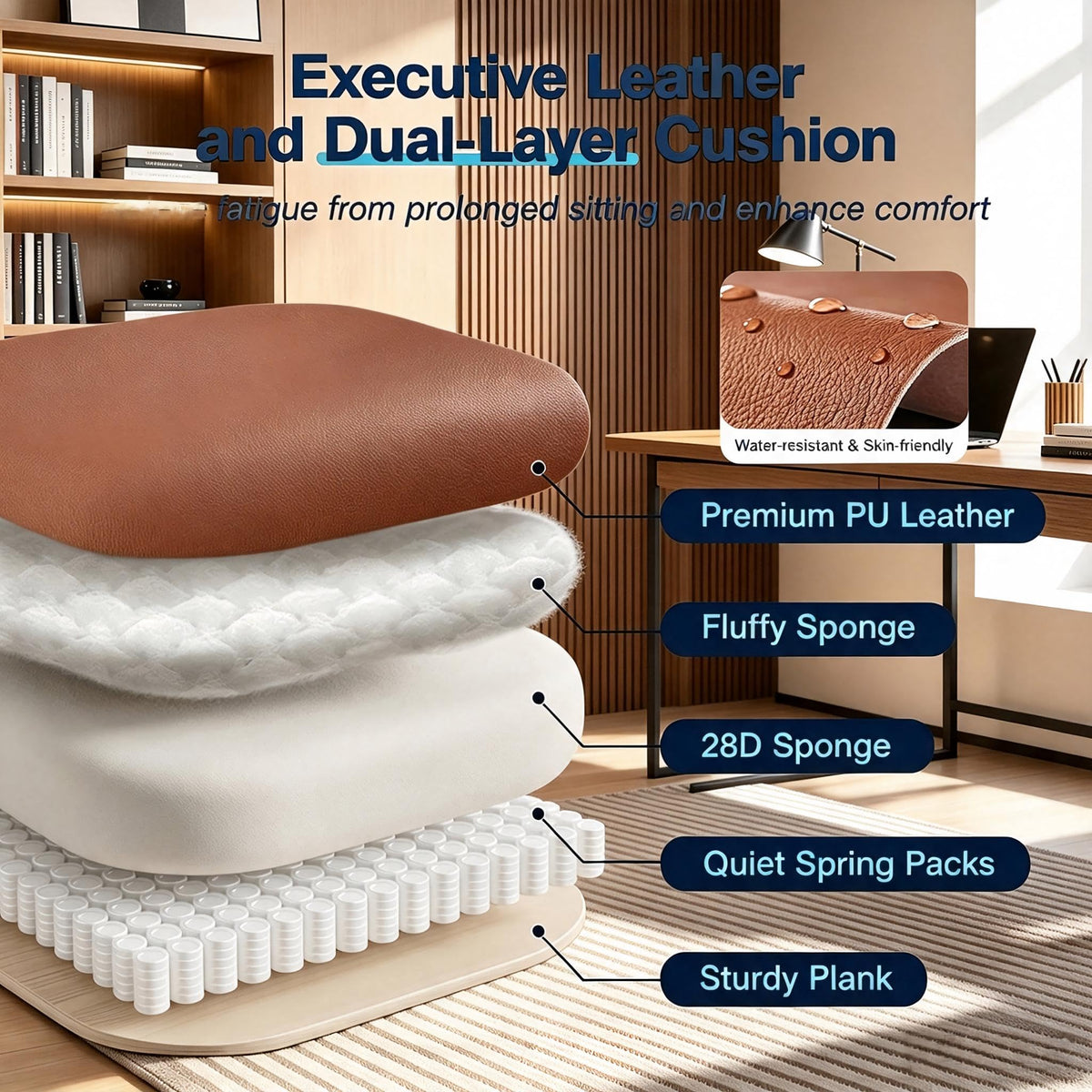 Big and Tall High Back Office Chair with Footrest B1793