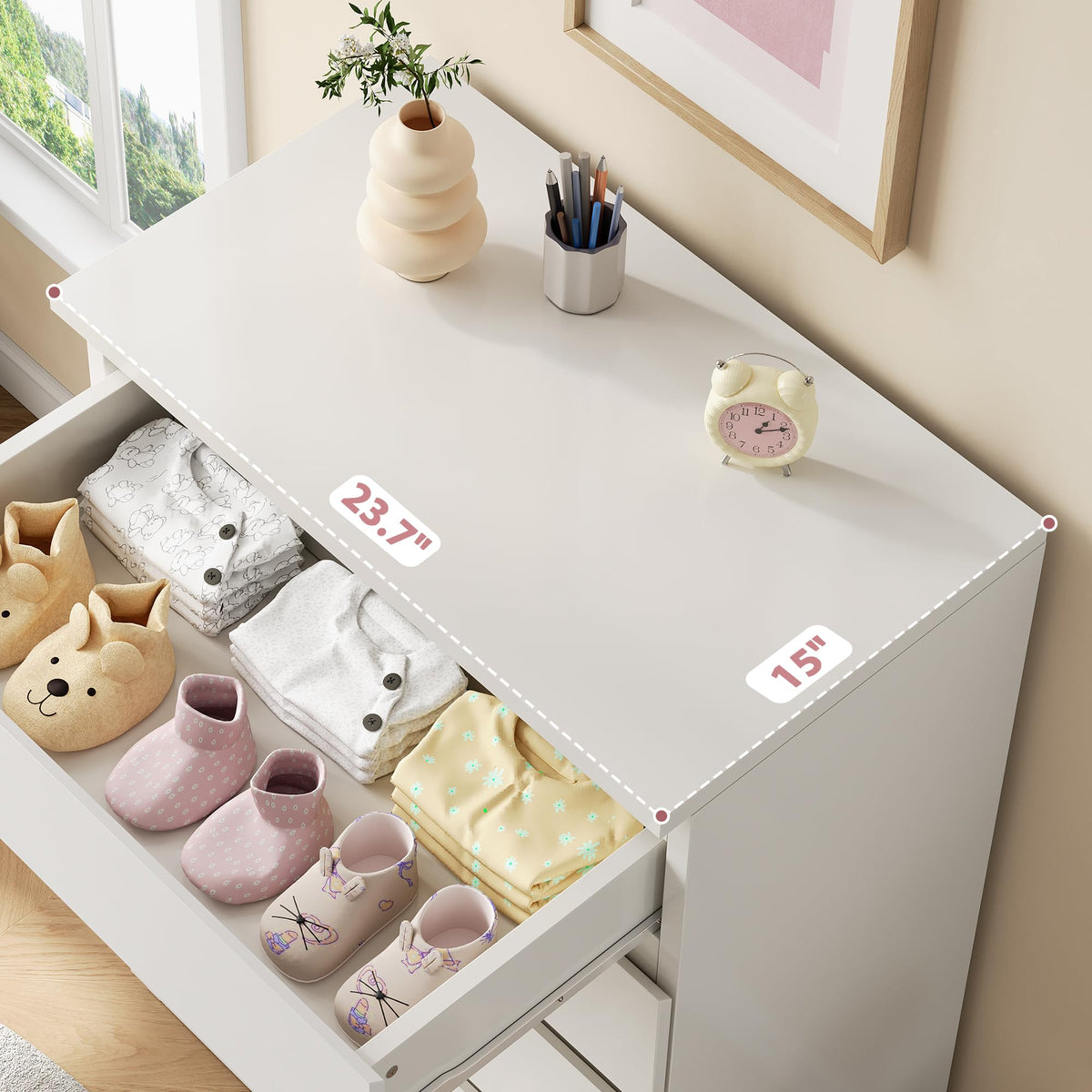 White 5 Drawer Dresser Chest of Drawers N4272
