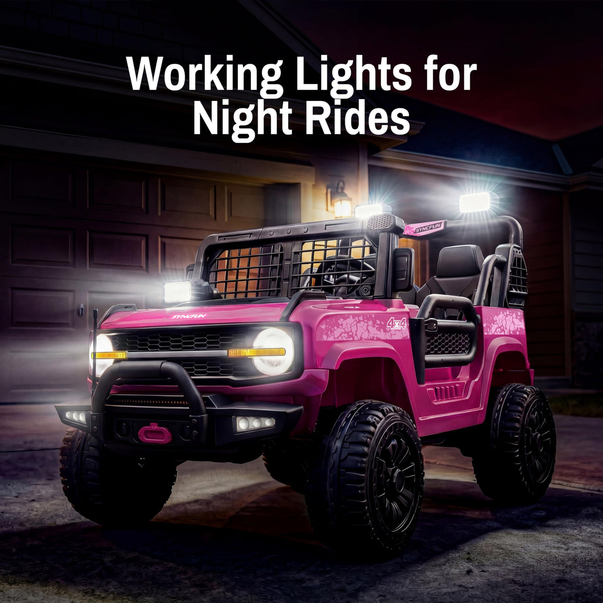 24V 2 Seater Ride On Car with Remote Control, 3 Speed Settings, All-Terrain Tires, LED Lights & Bluetooth Music, Up to 132 lbs, Pink L7632