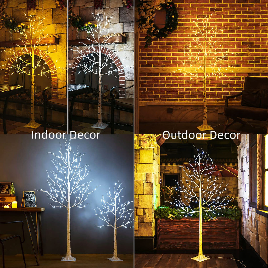 6ft 96LED Lighted Artificial Birch Tree with 9 Modes Timer Z676