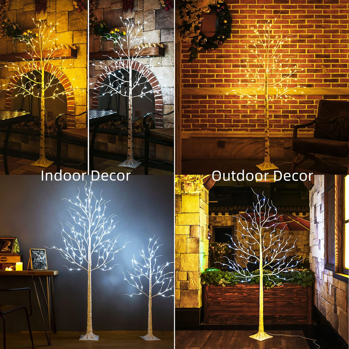 6ft 96LED Lighted Artificial Birch Tree with 9 Modes Timer Z676