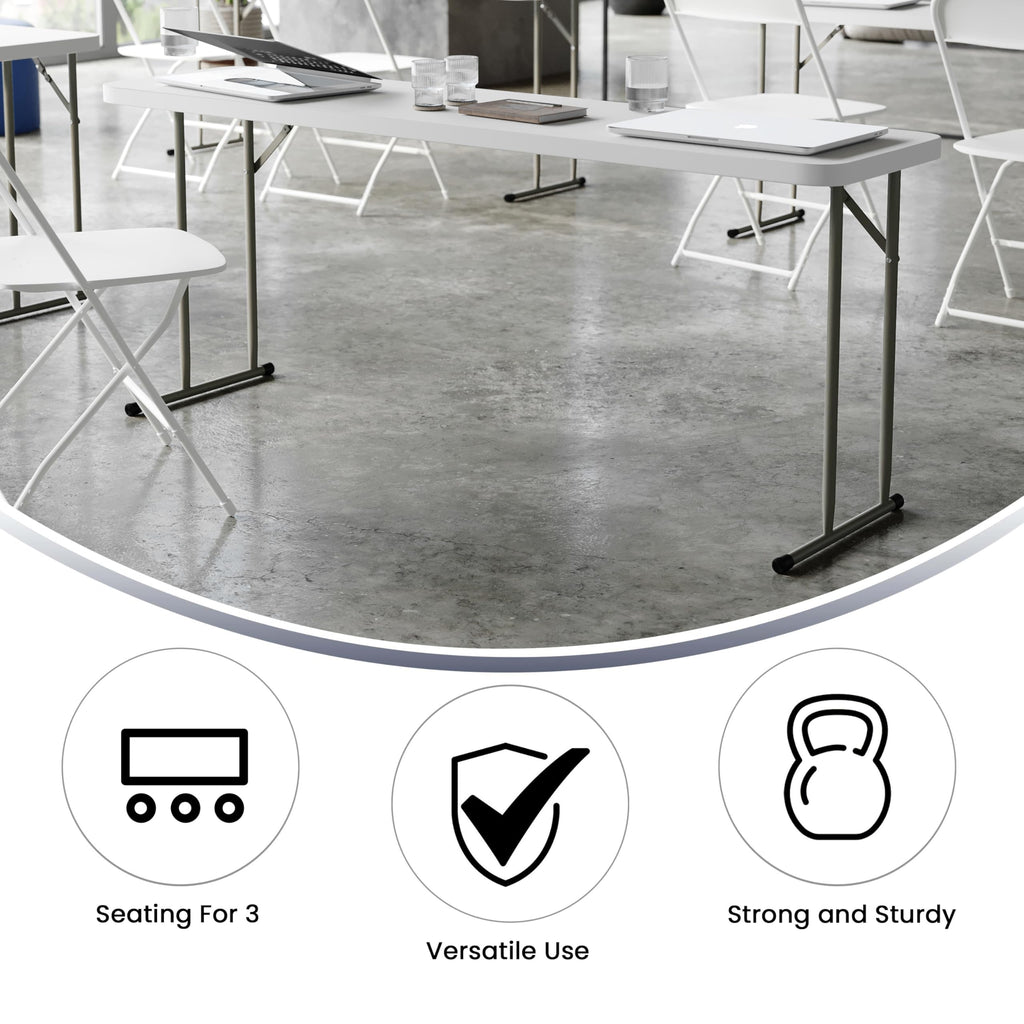6-Foot Granite White Plastic Folding Training Table H440