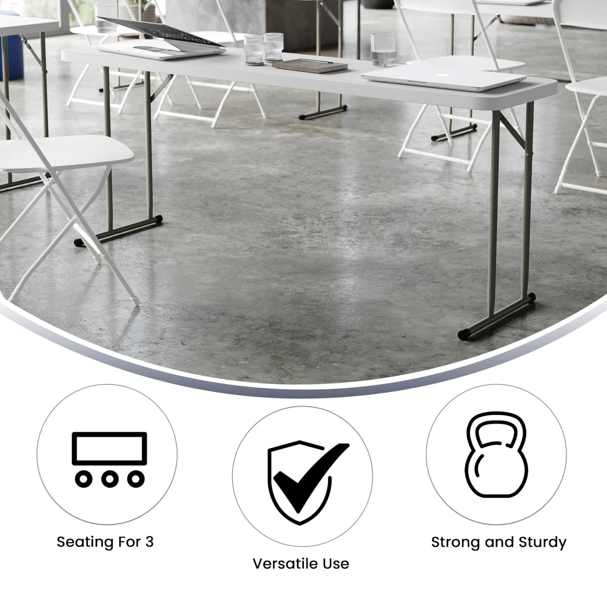 6-Foot Granite White Plastic Folding Training Table H440