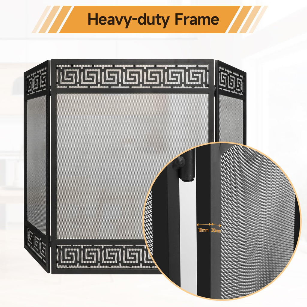 50"x32" 3 Panel Steel Fireplace Screen B533