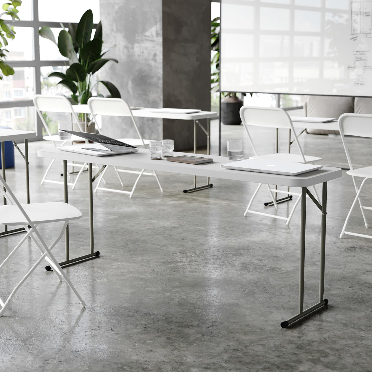 6-Foot Granite White Plastic Folding Training Table H440