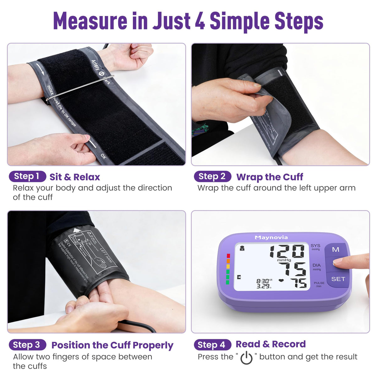Upper Arm Blood Pressure Monitor 8.6-16.5 in Cuff Purple R434067