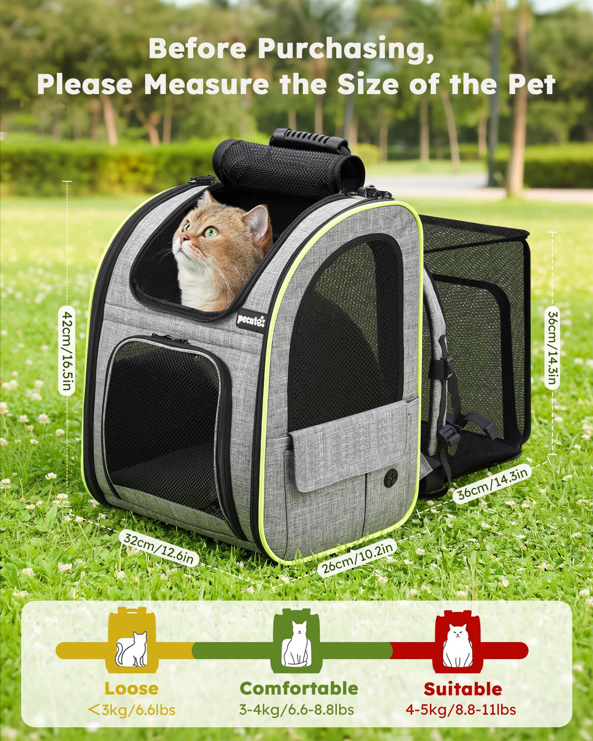 Expandable Cat Carrier Backpack with Breathable Window T980076