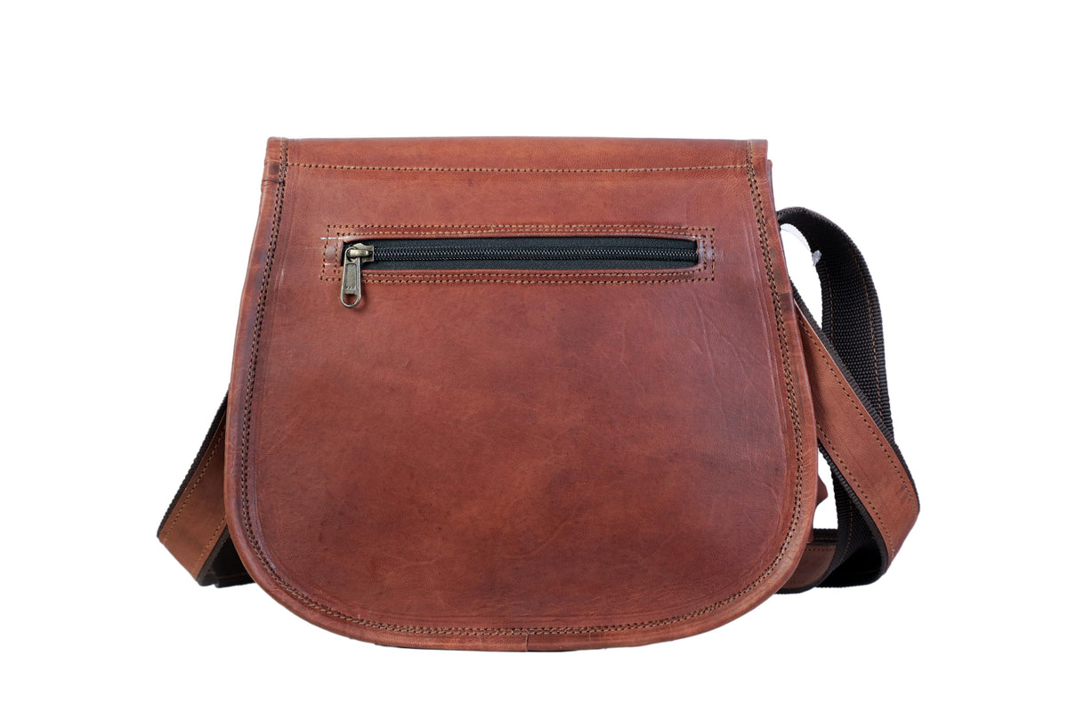 Brown Leather Crossbody Satchel with Adjustable Strap I14297