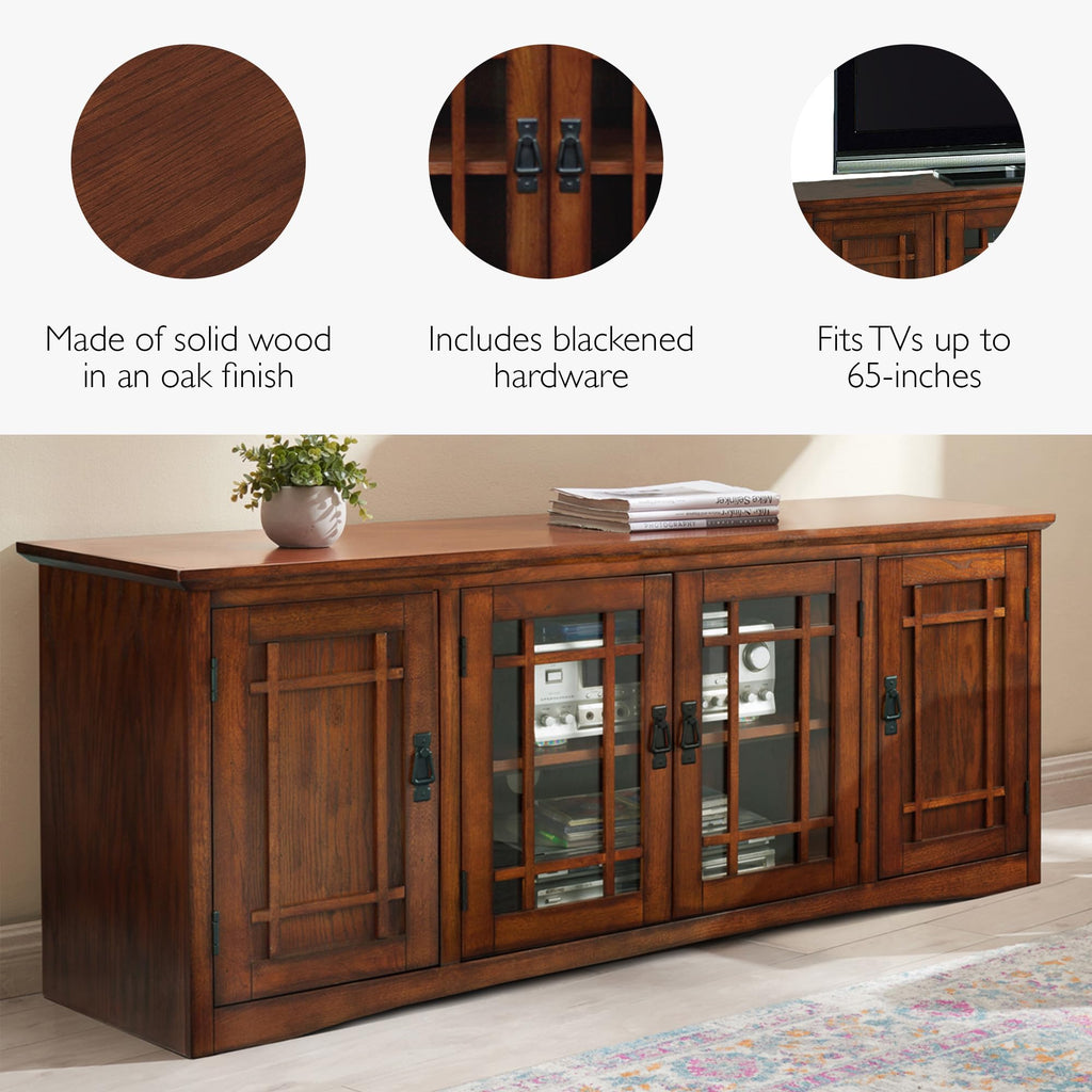 Solid Wood Mission Oak Four Door TV Stand C901336