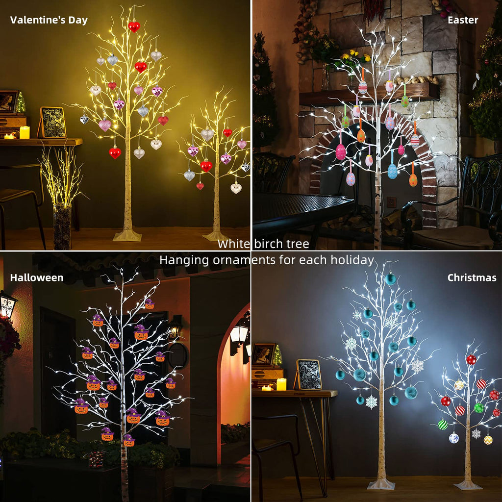 6ft 96LED Lighted Artificial Birch Tree with 9 Modes Timer Z676