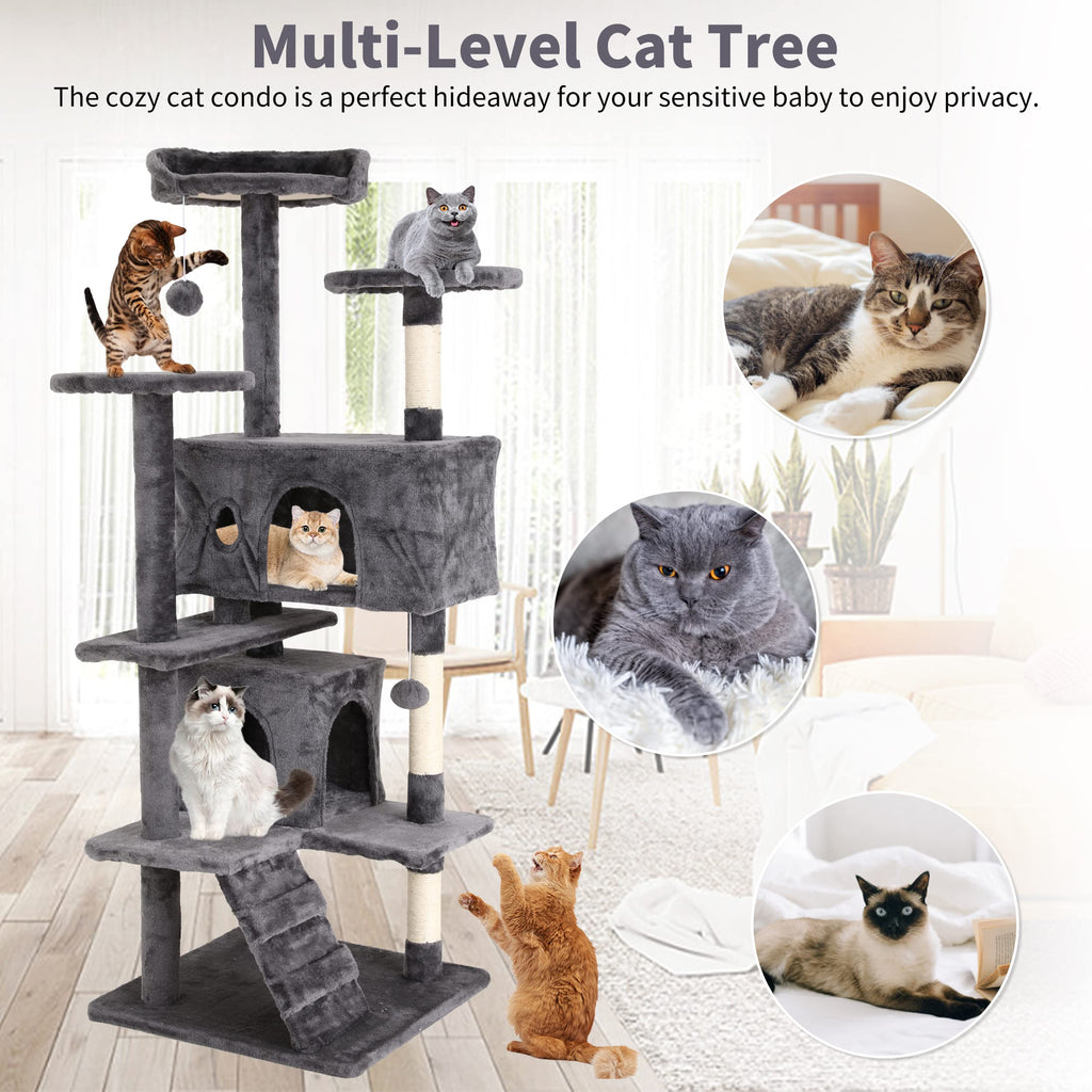 70 Inches Navy Blue Cat Tree U946693