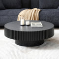Matt Black Round Nesting Wood Coffee Table H398449