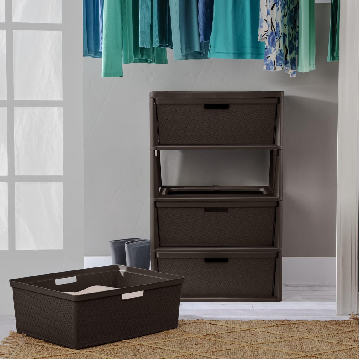 Brown 4 Drawer Plastic Storage Organizer H159